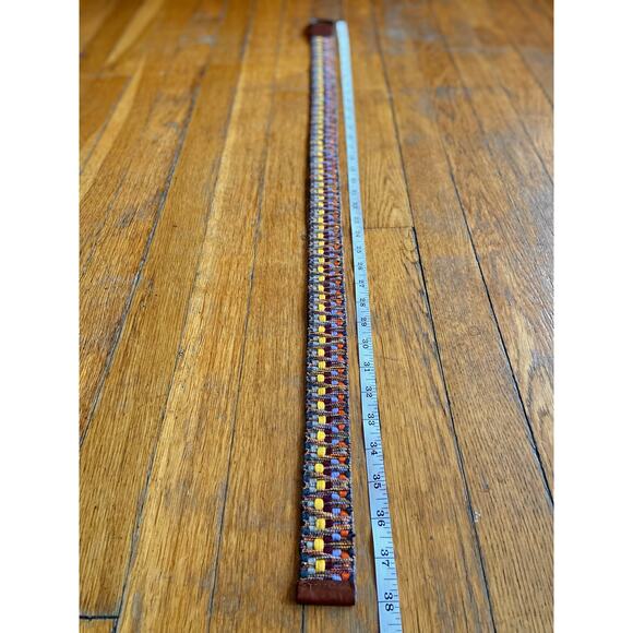Colorful Fabric Belt w/Leather Trim Womens sz S - Picture 9 of 10
